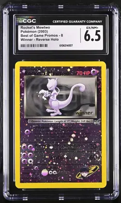 CGC 6.5 Rocket's Mewtwo 8 2003 Best of Game Promo "Winner" Reverse Holo Pokemon - Image 1