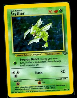 Pokemon Scyther TCG Jungle Holo Card 10/64 Unlimited Rare, Pokemon Card NM - Image 1