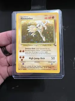 Pokemon Hitmonlee Fossil Holo Rare Card 7/62 60 HP Unlimited 1999 TCG - Image 1
