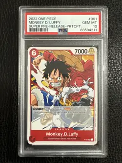 PSA 10 MONKEY D. LUFFY SUPER PRE RELEASE PARTICIPATION PROMO card ONE PIECE P001 - Image 1