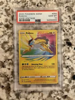 2020 Pokemon Vivid Voltage 050/185 Raikou Holo PSA 10 - Image 1