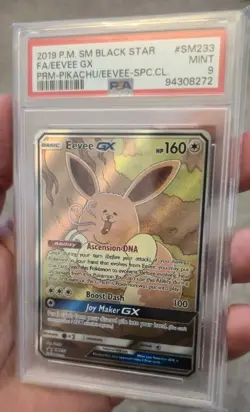 2019 POKEMON SM BLACK STAR PROMO #SM233 FULL ART/EEVEE GX PSA 9 - Image 1