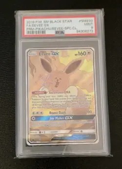 2019 POKEMON SM BLACK STAR PROMO #SM233 FULL ART/EEVEE GX PSA 9 - Image 2