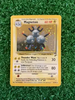 Pokemon TCG Magneton 9/130 Base Set 2 Unlimited Holo Rare - Image 1