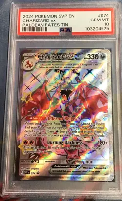2024 POKEMON SVP EN-SV BLACK STAR PROMO PALDEAN FATES TIN CHARIZARD EX PSA 10 - Image 1