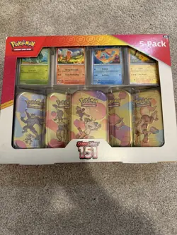Pokemon 151 Scarlet Violet Costco 5-Pack Mini Tin Bundle Exclusive New & Sealed - Image 1