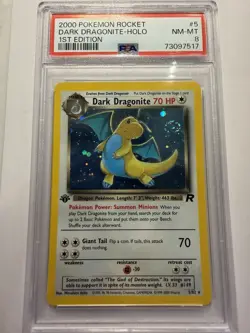 2000 Pokemon Team Rocket 1st Edition Dark Dragonite Holo 5/82 PSA 8 English - Image 1