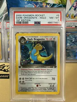 Dark Dragonite 5/82 Team Rocket Holo Rare 1st Edition PSA 8 Pokemon - Image 2