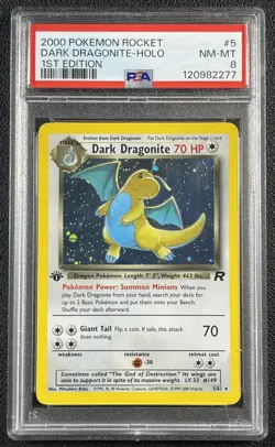 DARK DRAGONITE PSA 8 2000 POKEMON TEAM ROCKET FIRST 1ST EDITION #5/82 HOLO 2277 - Image 1