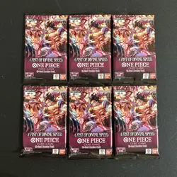 One Piece A Fist Of Divine Speed OP-11 - 6 Booster Pack Lot Direct From Bandai! - Image 1