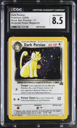 CGC 8.5 Dark Persian WoTC Promo 17 Holo SWIRL Graded Pokemon Card - Image 1