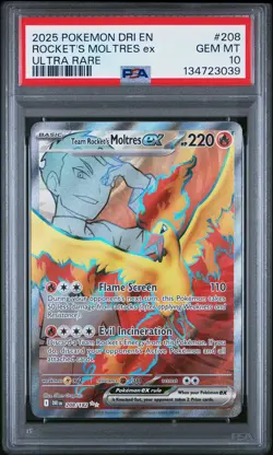 2025 POKEMON DRI EN-DESTINED RIVALS ULTRA RARE TEAM ROCKET'S MOLTRES EX PSA 10 - Image 1