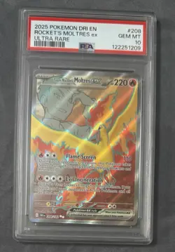 Pokemon Dri En-destined Rivals 208 Team Rocket's Moltres Ex Ultra Rare PSA 10 - Image 1
