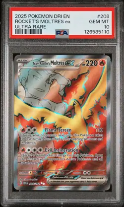 2025 POKEMON DRI EN-DESTINED RIVALS ULTRA RARE TEAM ROCKET'S MOLTRES EX PSA 10 - Image 1