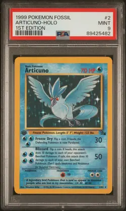 Pokemon Articuno Fossil 1st Edition Holo Rare # 2/62 PSA 💎9 Mint💎 - Image 1