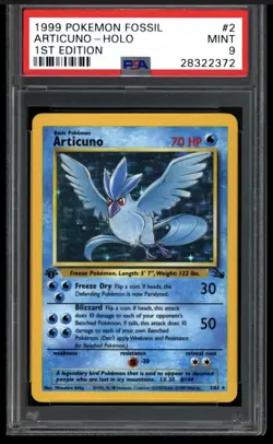 1999 POKEMON FOSSIL #2/62 ARTICUNO HOLO 1ST EDITION PSA 9 - Image 1