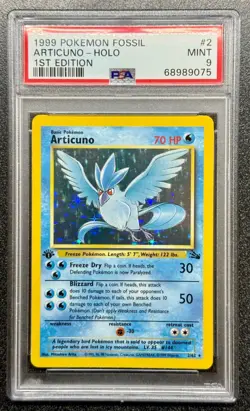 1999 POKEMON FOSSIL #2/62 ARTICUNO HOLO 1ST EDITION PSA 9 - Image 1