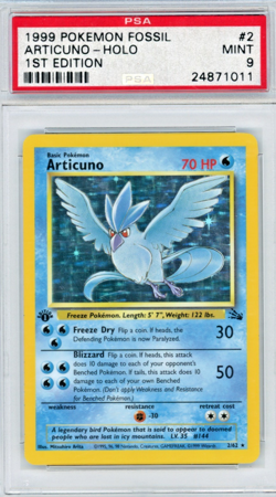 1999 Pokemon Fossil Articuno 2/62 1st Edition Holo PSA 9 - Image 1