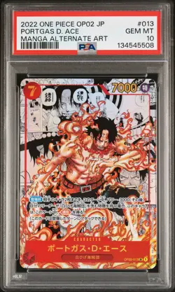 2022 ONE PIECE JPN OP02-PARAMOUNT WAR MANGA ALTERNATE ART PORTGAS D. ACE PSA 10 - Image 1