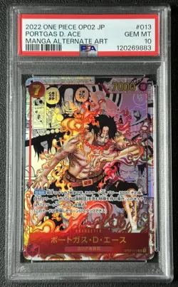 PORTGAS D. ACE PSA 10 2022 ONE PIECE OP02 JAPANESE #013 MANGA ALTERNATE ART 883 - Image 1