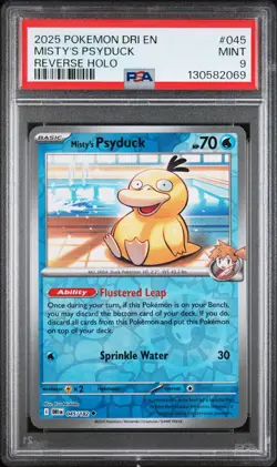 2025 POKEMON DRI EN-DESTINED RIVALS REVERSE HOLO #045 MISTY'S PSYDUCK PSA 9 - Image 1