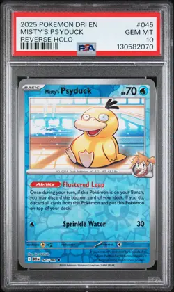 2025 POKEMON DRI EN-DESTINED RIVALS REVERSE HOLO #045 MISTY'S PSYDUCK PSA 10 - Image 1