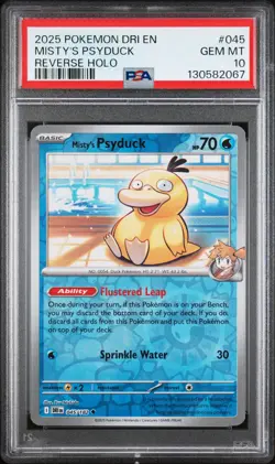 2025 POKEMON DRI EN-DESTINED RIVALS REVERSE HOLO #045 MISTY'S PSYDUCK PSA 10 - Image 1