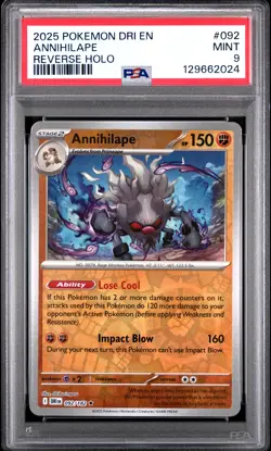 2025 POKEMON DRI EN-DESTINED RIVALS REVERSE HOLO #092 ANNIHILAPE PSA 9 - Image 1
