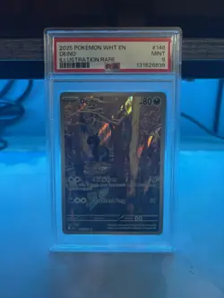 Pokemon 2025 SV White Flare Deino Illustration Rare Card #146/086 WHT En PSA 9 - Image 1