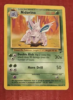 NIDORINO - Base Set 37/102 - Uncommon - Pokemon Card - Unlimited Edition - NM/M - Image 1