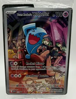 Sealed Pokemon Team Rocket's Wobbuffet 203 Promo SV Scarlet & Violet Rare Card - Image 1