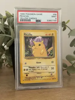 1999 Pokemon Base Set Pikachu Yellow Cheeks Card 58/102 PSA 9 Mint - Image 1