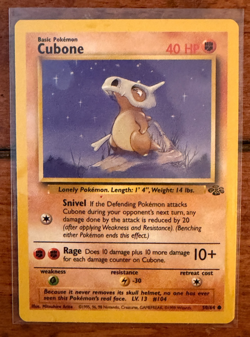 1999 Pokemon Cubone 50/64 Jungle Common Unlimited TCG - LP - Image 1