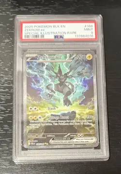 2025 Pokemon BLK EN-Black Bolt Zekrom EX #166 Special Illustration Rare PSA 9 - Image 1