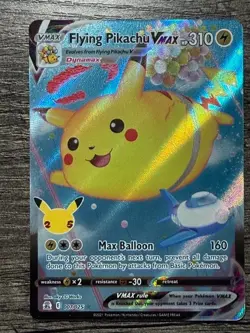 POKEMON FULL ART FLYING PIKACHU VMAX 007/025 ULTRA RARE CELEBRATIONS 2021 LP-NM - Image 1