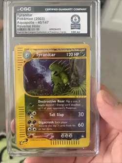 Pokemon Tyranitar Reverse Holo CGC Graded World Record Holder - Image 1