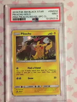 2019 POKEMON SM BLACK STAR PROMO #SM234 PIKACHU-HOLO PSA 9 Awesome Swirl!!! - Image 1