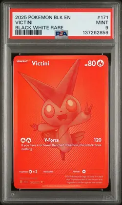 Pokemon Victini #171/086 Sv: Black Bolt Holo Black White Rare PSA 9 2025 - Image 1