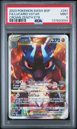2023 POKEMON SWSH BLACK STAR PROMO #291 FULL ART/LUCARIO VSTAR PSA 9 - Image 1