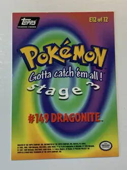 1999 Topps Pokemon Movie Edition #E12 Dragonite Black (C Logo FREE COMBINED SHIP - Image 2