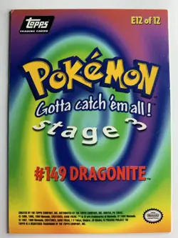 1999 Topps Pokemon Movie Edition #E12 Dragonite Black Logo FREE COMBINED SHIP - Image 2