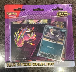 Pokemon Ascended Heroes 3 Pack Tech Sticker Collection Gastly New Sealed In-Hand - Image 1