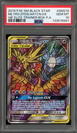Pokemon Moltres & Zapdos & Articuno GX Hidden Fates ETB FA Promo SM210 PSA 10 - Image 1