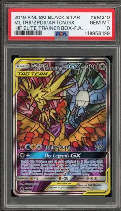 Pokemon Moltres & Zapdos & Articuno GX Hidden Fates ETB FA Promo SM210 PSA 10 - Image 1