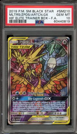 Pokemon Moltres & Zapdos & Articuno GX Hidden Fates ETB FA Promo SM210 PSA 10 - Image 1