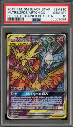 Pokemon Moltres & Zapdos & Articuno GX Hidden Fates ETB FA Promo SM210 PSA 10 - Image 1