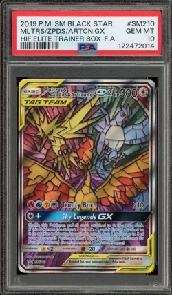 Pokemon Moltres & Zapdos & Articuno GX Hidden Fates ETB FA Promo SM210 PSA 10 - Image 1