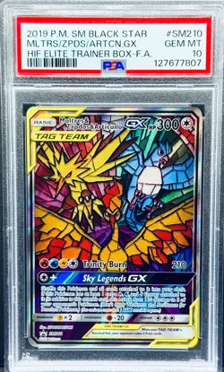 Pokemon Moltres & Zapdos & Articuno GX Hidden Fates ETB FA Promo SM210 PSA 10 - Image 1