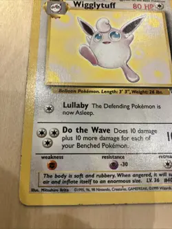 Wigglytuff 32/64 Jungle Set Rare Vintage WOTC Crease Pokemon Card MP - Image 3