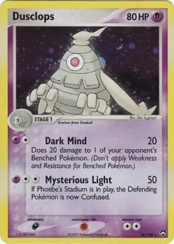 1x Dusclops - 14/108 - Cosmos Holo Rare Theme Deck Exclusive Damaged Pokemon EX - Image 1